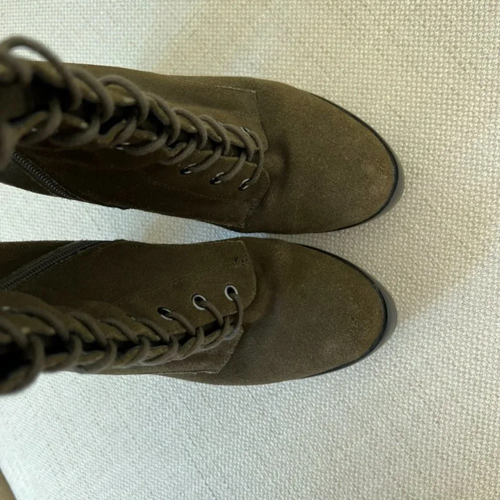 ALDO Olive Green Suede Over-the-Knee Lace-Up Heeled Boots